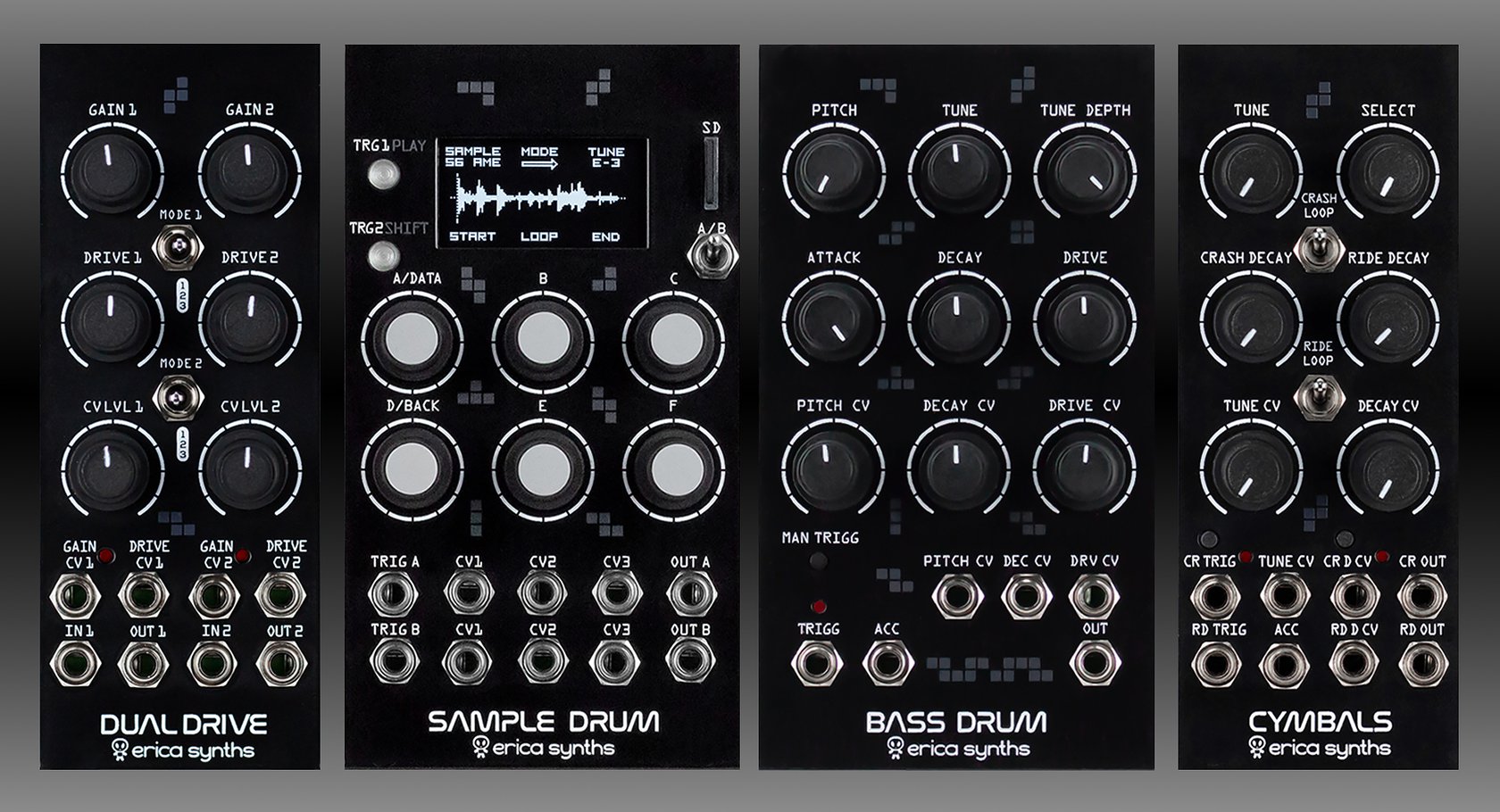 Erica Synths 15 off Drum Series modules