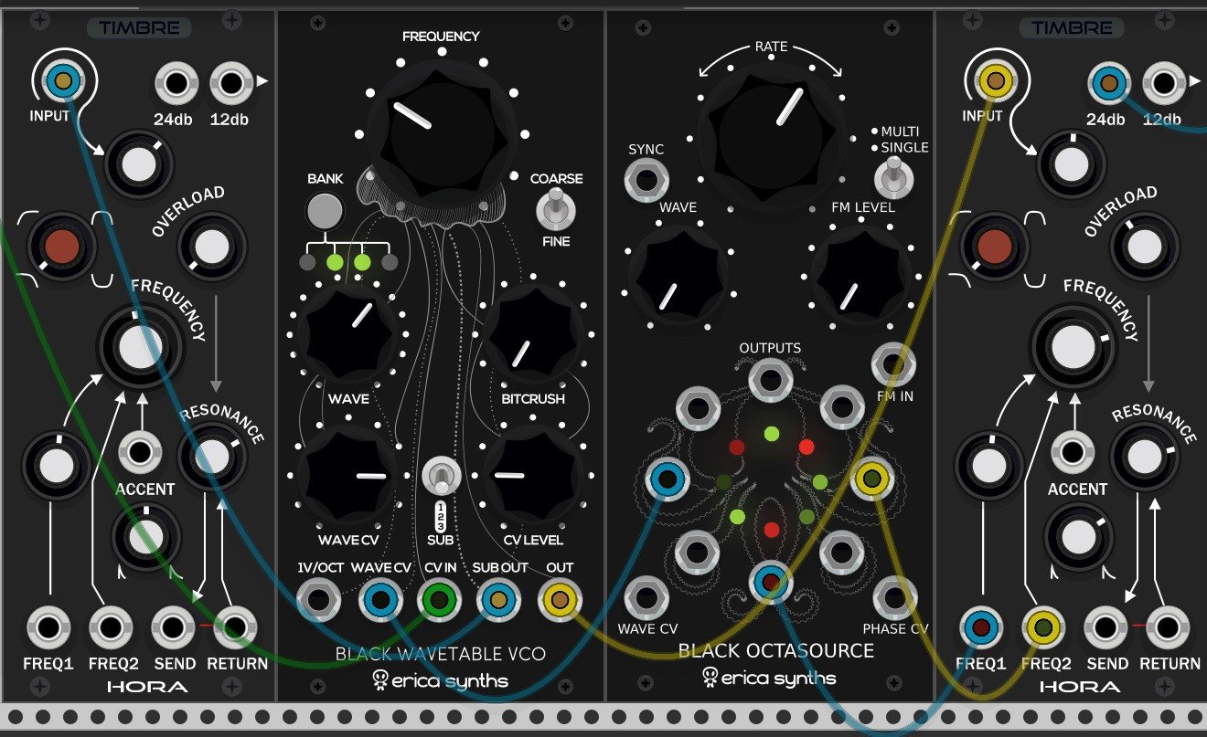 Erica Synths Black Wavetable VCO & Black Octasource VCV rack